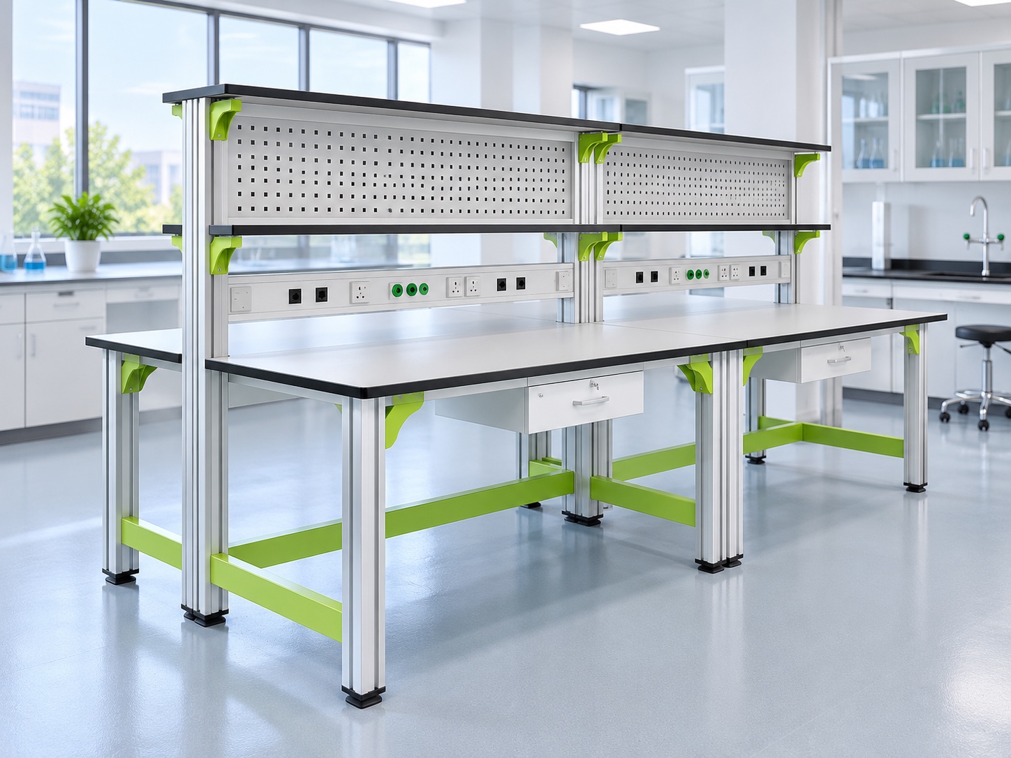 Bàn thao tác có mặt bàn Compact HPL trong phòng thí nghiệm
