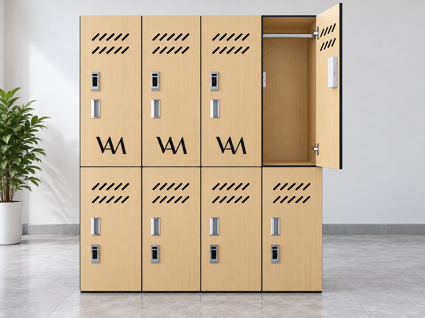 Tủ locker Compact HPL nhiều ngăn màu vân gỗ